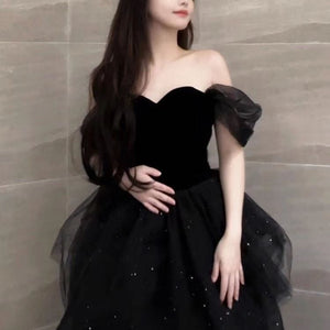 Black off the shoulder tulle dress - Chiccharm