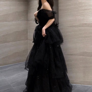 Black off the shoulder tulle dress - Chiccharm