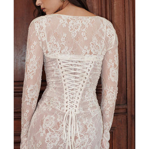 Long Sleeve Lace Maxi Dress - Chiccharm