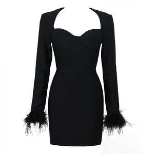 Luxe Feather Mini Dress - Chic Charm