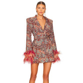 Majesty Feathered Floral Blazer Dress - Chic Charm