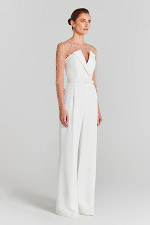 Mesh Top White Jumpsuit - Chiccharm Boutique