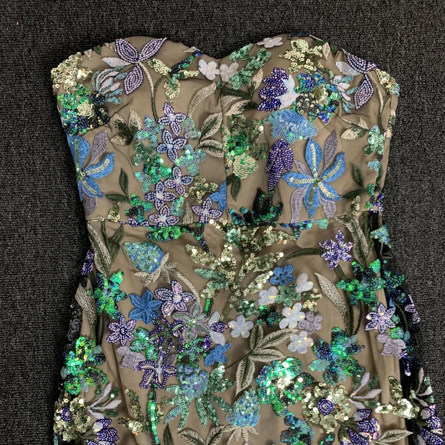 Floral Embellished Mesh Gown For Evenings