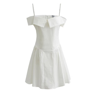 White Off-Shoulder Fit-and-Flare Mini Dress - Chic Charm