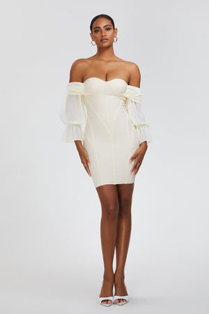 Off Shoulder Lantern Sleeve Dress - Chic Charm