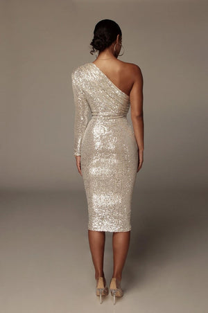 One-Shoulder Sequin Bodycon Dress For Evening - Chiccharm