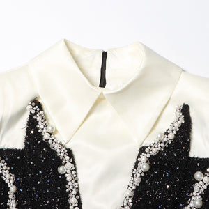 Pearl Embellished Blazer Dress - Chiccharm Boutique