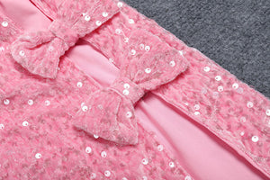 Pink Sequin Dress With Bows - Chiccharm Boutique