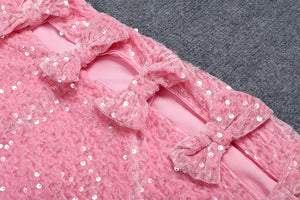 Pink Sequin Dress With Bows - Chiccharm Boutique