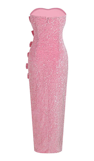 Pink Sequin Dress With Bows - Chiccharm Boutique