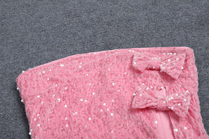 Pink Sequin Dress With Bows - Chiccharm Boutique