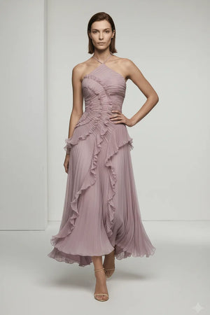 Pleated Chiffon Dress - Chiccharm Boutique