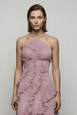Pleated Chiffon Dress - Chiccharm Boutique