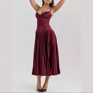 Pleated Maxi Dress - Chiccharm boutique