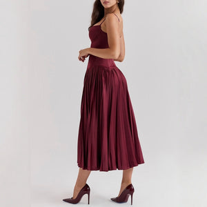Pleated Maxi Dress - Chiccharm boutique