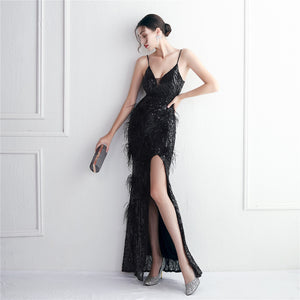 Plumage Luxe Sequin Gown - Chiccharm