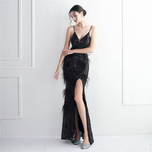 Plumage Luxe Sequin Gown - Chiccharm