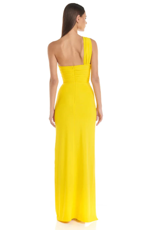 Yellow Twist Front Cutout Dress