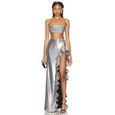 Ruffled Metallic Sequin Set - Chiccharm Boutique