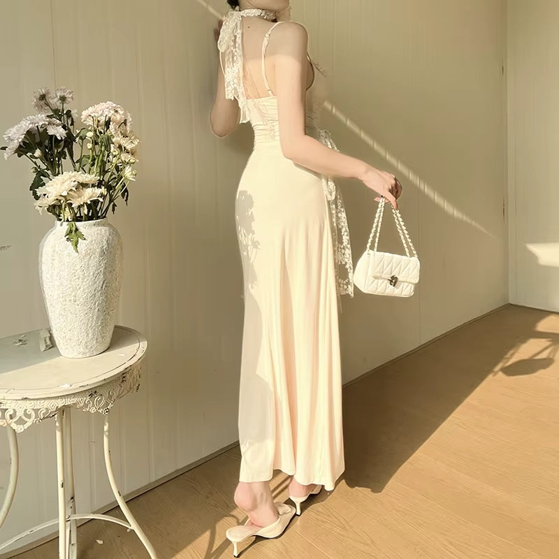 Strap Lace Patchwork Dress - Chiccharm