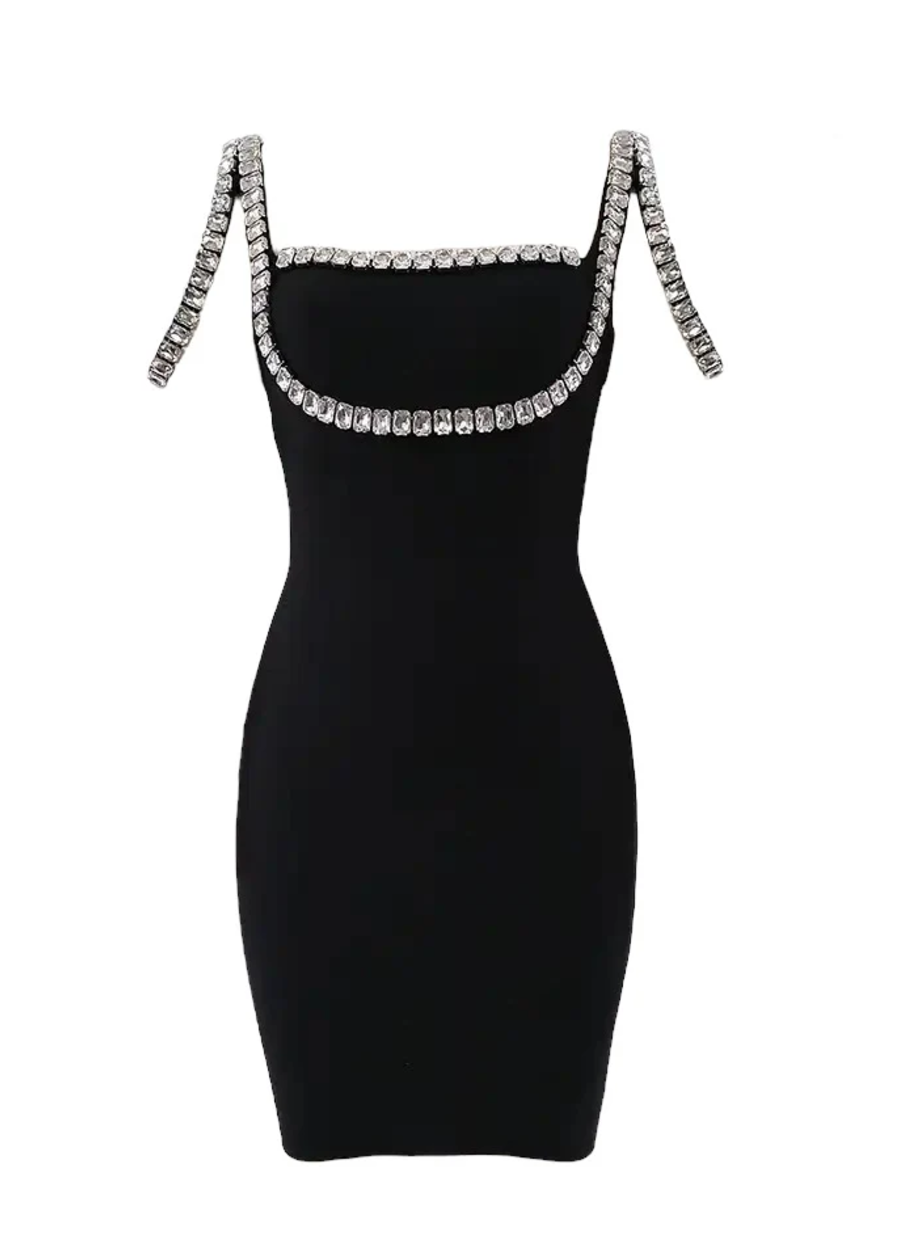 Beaded Mini Slim Fit Dress - Chic Charm