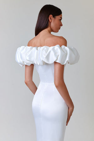 Sleek Off-Shoulder Ruffle Gown - Chiccharm