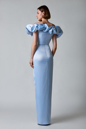 Sleek Off-Shoulder Ruffle Gown - Chiccharm