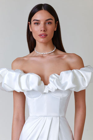 Sleek Off-Shoulder Ruffle Gown - Chiccharm