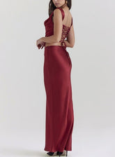 Sleek Satin Two-Piece Dress Suit - Chiccharm