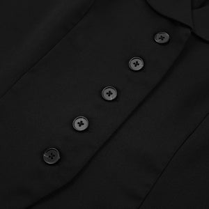 Sleeveless Collared Vest and Side-Slit Mini Skirt Set - Chiccharm