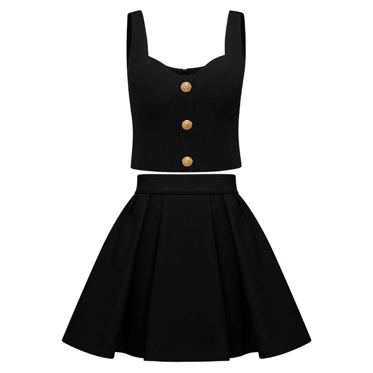 Sleeveless Vest Corset Skirt Set - Chiccharm Boutique