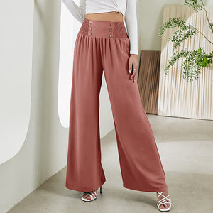 Straight Wide Leg Pants Elastic High Waist - Chiccharm