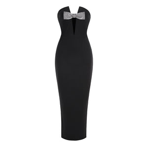 Strapless Black Tie Elegance Midi Dress