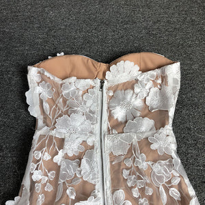 Strapless Floral Lace Mini Dress - Chiccharm Boutique