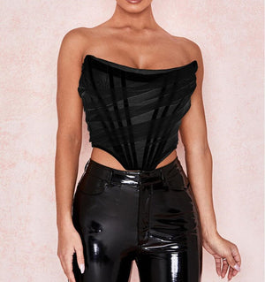 Strapless Mesh Corset Top - Chiccharm Boutique