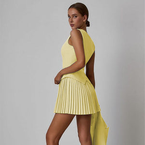 Three-Pieces Suit with Pleated Mini Skirt - Chiccharm