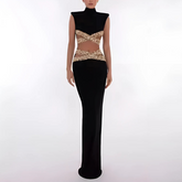 Crystal Embellished Glam Gown-Chiccharm Boutique