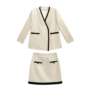 V-Neck Blazer and Mini Skirt Set - Chiccharm