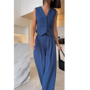 V-neck Sleeveless Wide-Leg Suit - Chiccharm
