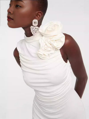 Vienna Rose Pleated Sheath Dress Midi