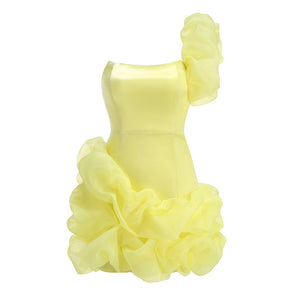 Yellow Ruffled Party Dress - Chic Charm