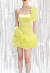 Yellow Ruffled Party Dress - Chic Charm