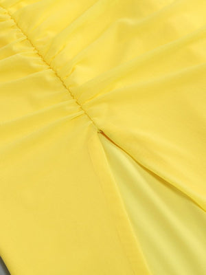 Yellow Twist Front Cutout Dress