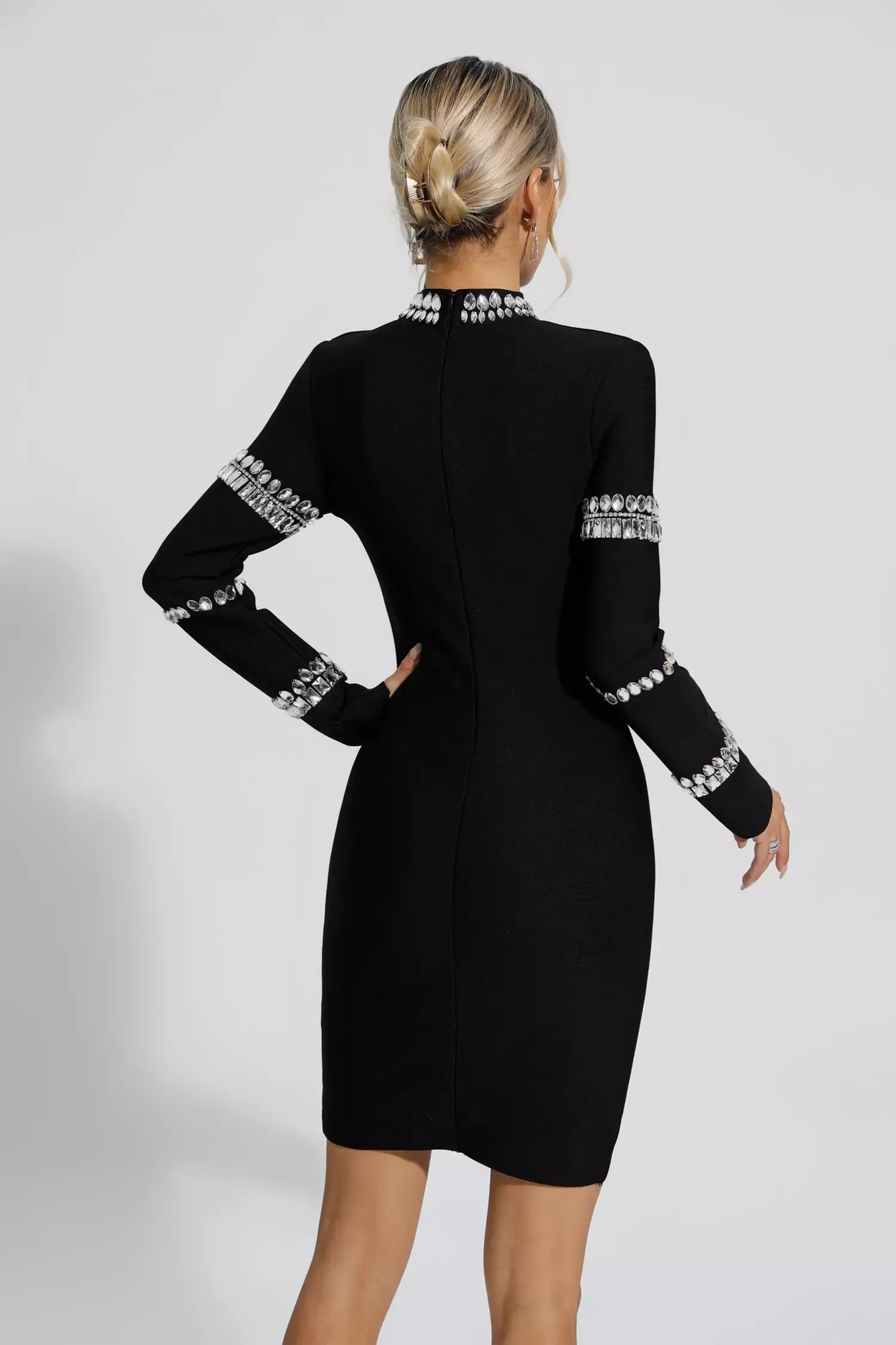 Black With Rhinestone Bandage Dress - Chic Charm