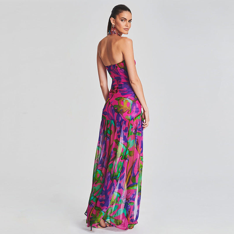 Vibrant Floral Print Gowns - Chiccharm Boutique
