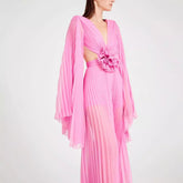 Fleur Breeze Pleated Cutout Maxi Dress For Summer