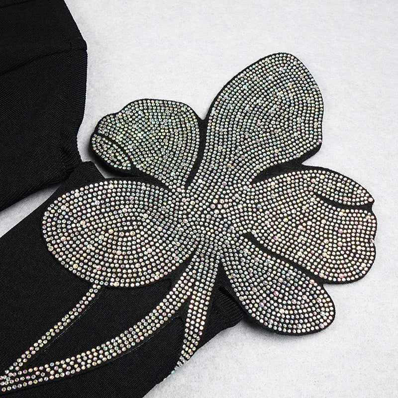 Embellished Plunge High-Slit Gown - Chiccharm Boutique