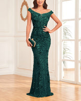 Fishtail Sequin Dress Off Shoulder - Chiccharm Boutique