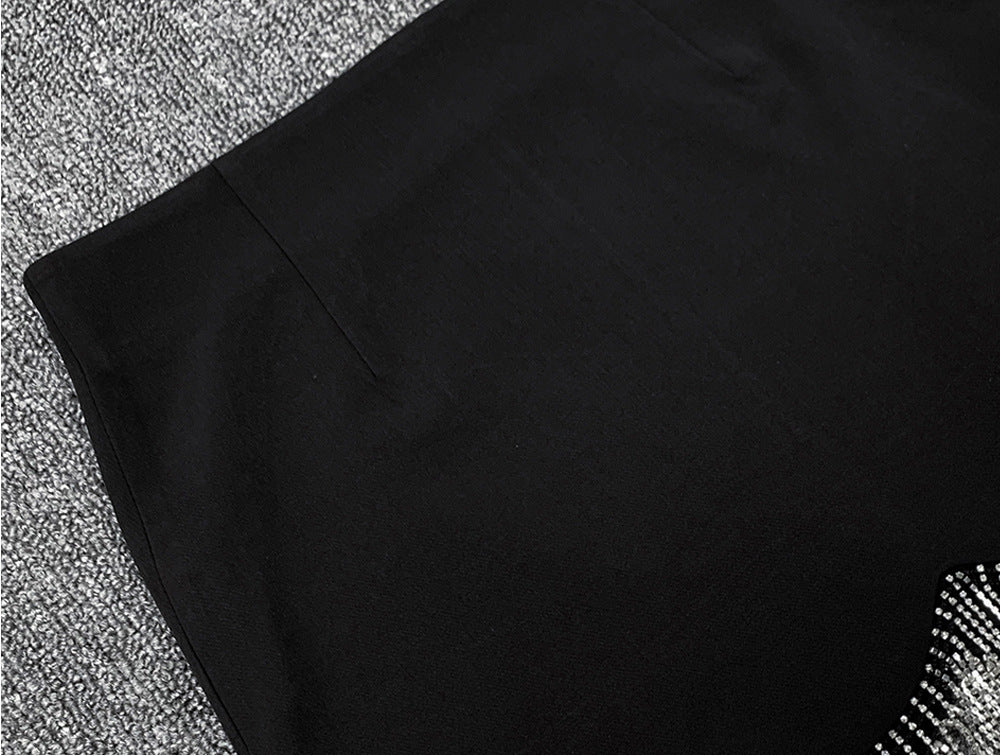 Tailored Blazer and Embellished Black Mini Skirt Suit for Women - Chiccharm