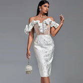 Elegant Ivory Ruffled Corset Dress - Chiccharm